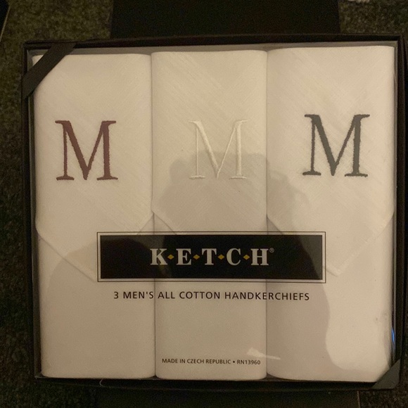 Ketch Other - Mens handkerchiefs embroidery letter M